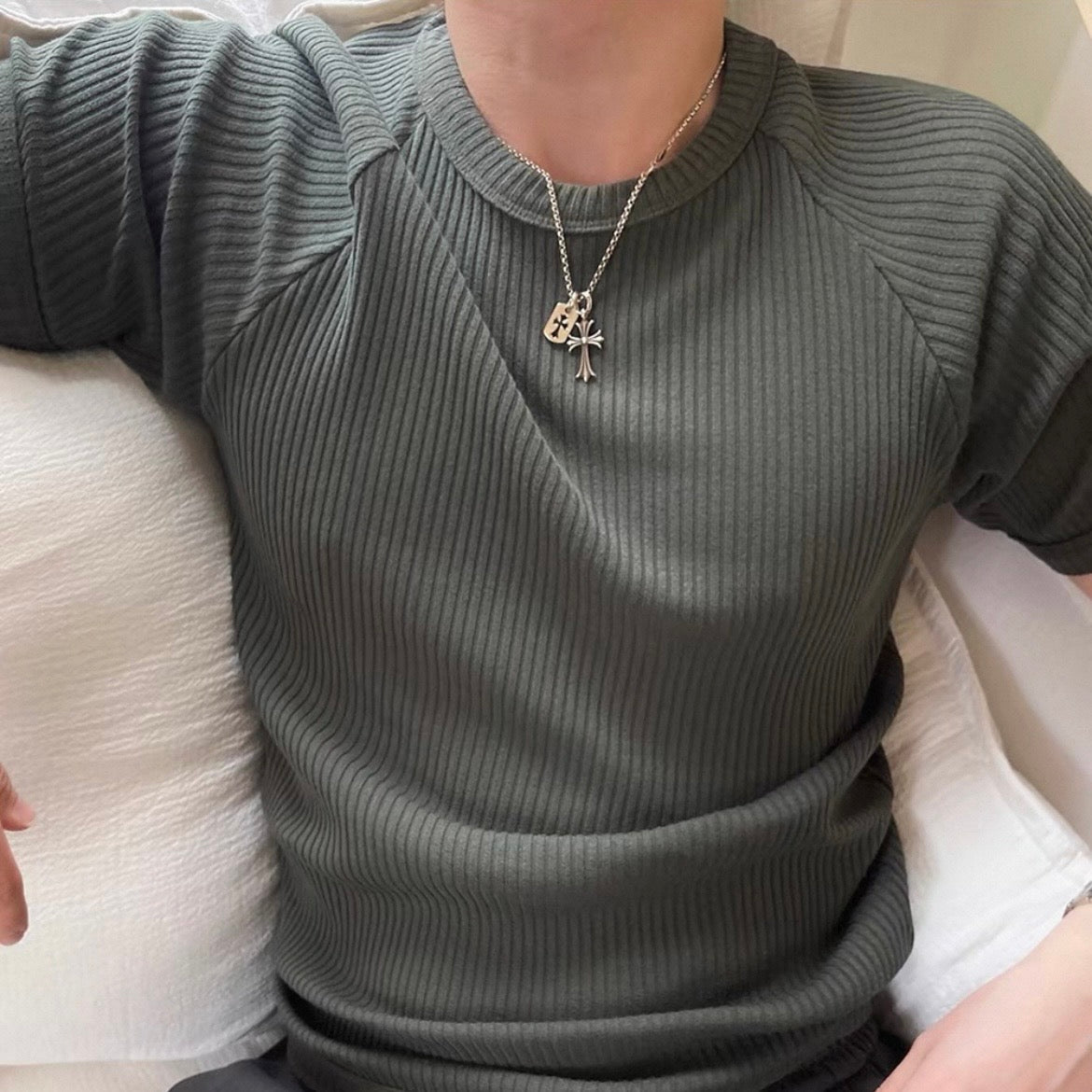 Textured Ribbed Slim-Fit T-Shirt