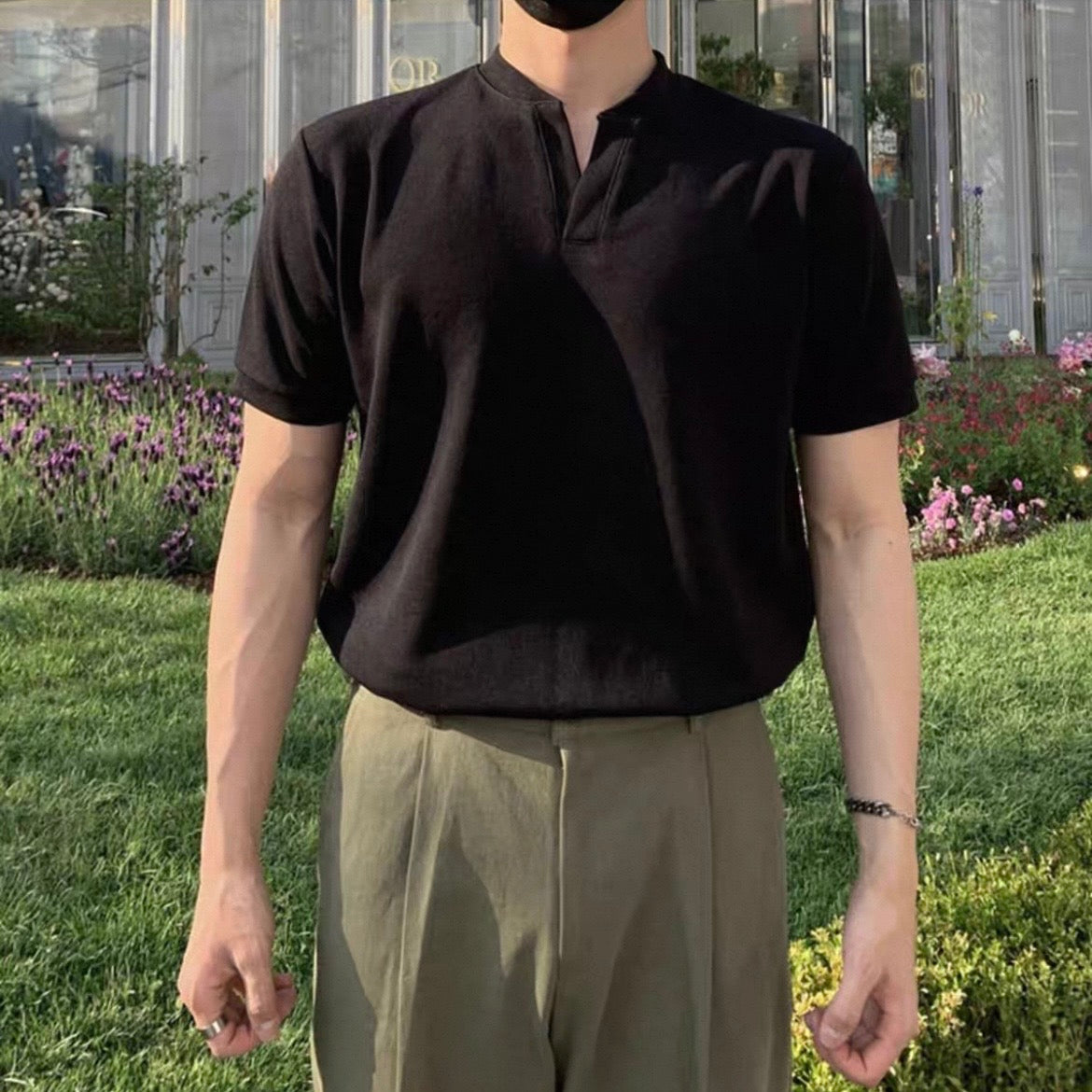 Korean V-Neck Cotton T-Shirt