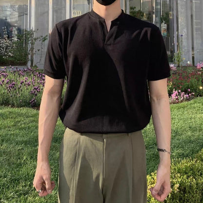 Korean V-Neck Cotton T-Shirt