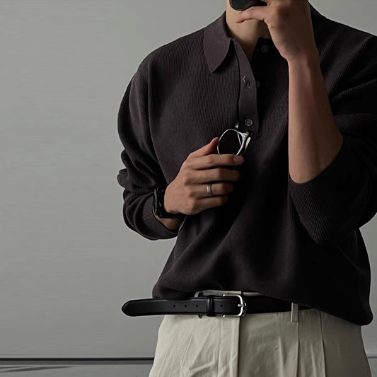 Classic Ribbed Knit Polo