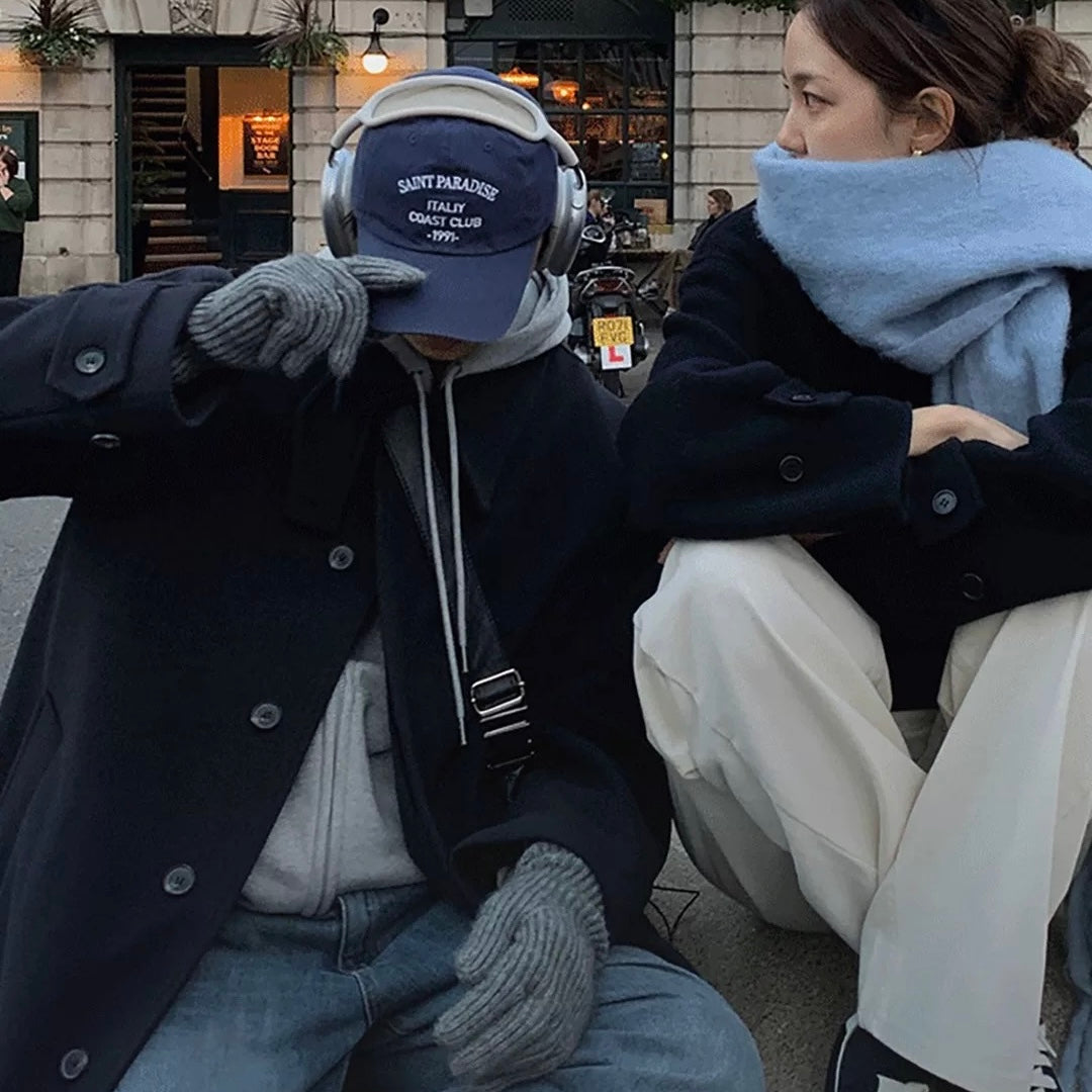 Knee-Length Wool Tweed Coat