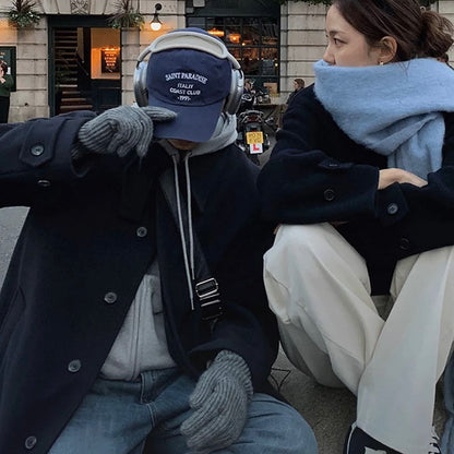 Knee-Length Wool Tweed Coat