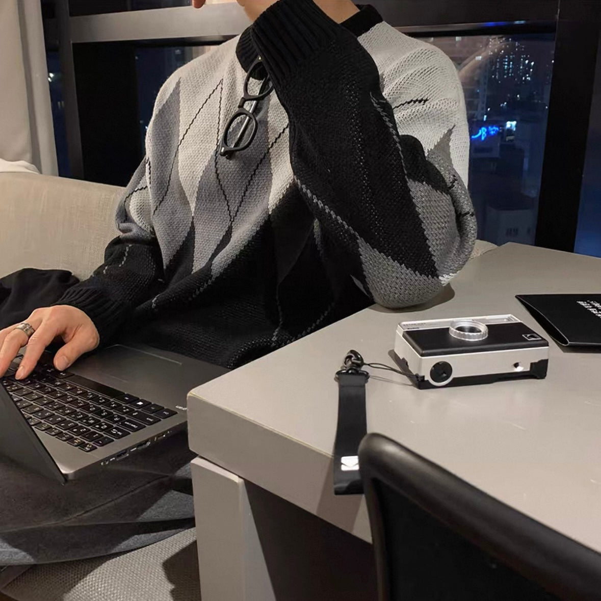 Plaid Peplum Knit Sweater