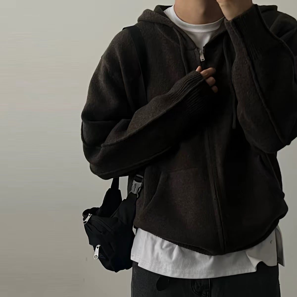 Ribbed Zip-Up Hoodie