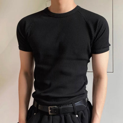 Textured Ribbed Slim-Fit T-Shirt