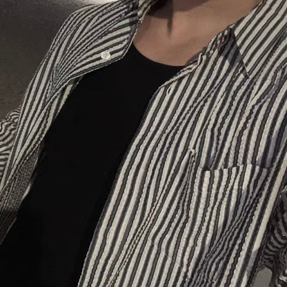 Oversized Striped Shirt Jacket