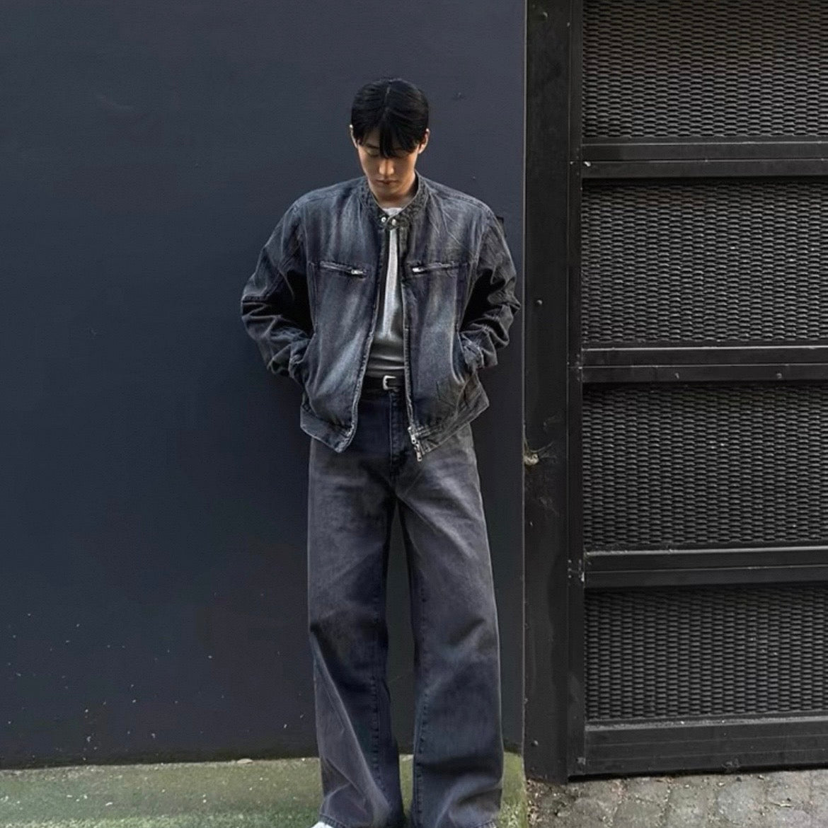 Vintage Wash Collarless Jacket