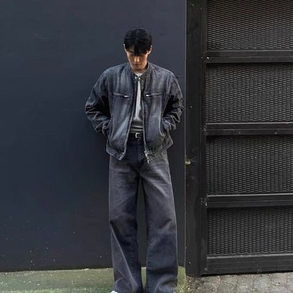 Vintage Wash Collarless Jacket