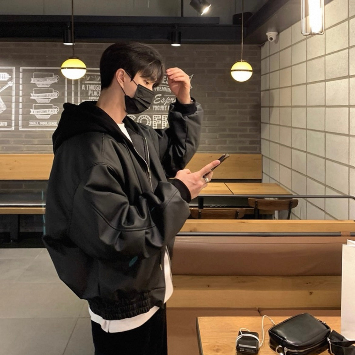 Trendy Hooded Leather Jacket