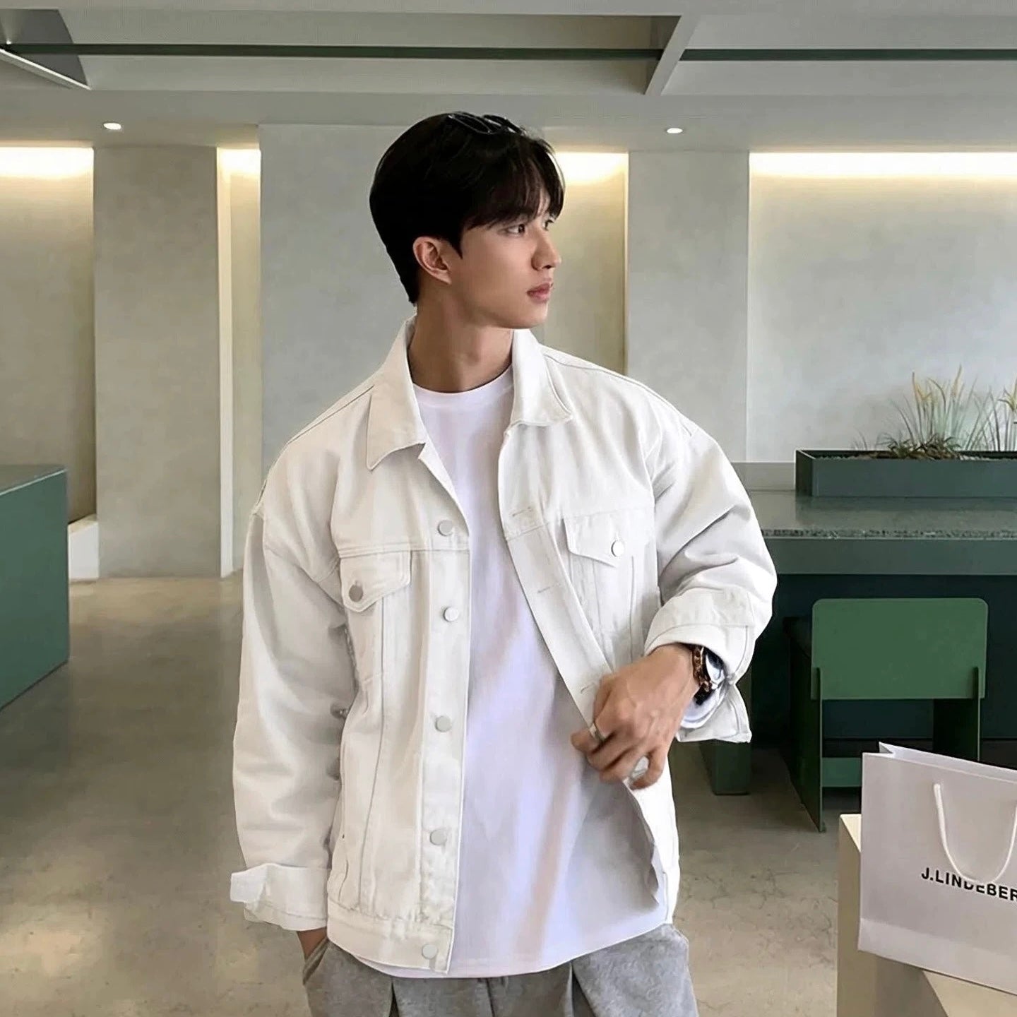 Casual White Denim Jacket