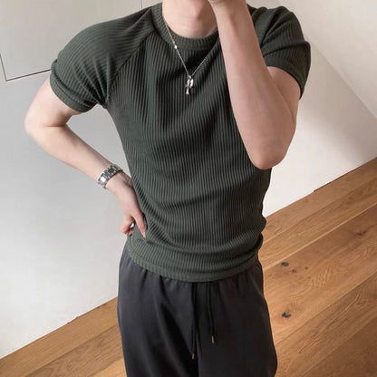 Textured Ribbed Slim-Fit T-Shirt