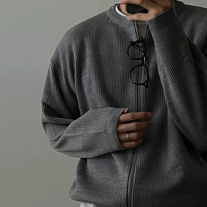 Ribbed Zip-Up Cardigan