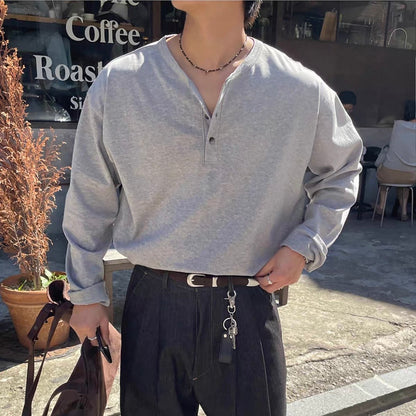 Soft Henley Neck Long Sleeve Tee