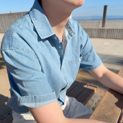 Retro Wash Denim Summer Shirt