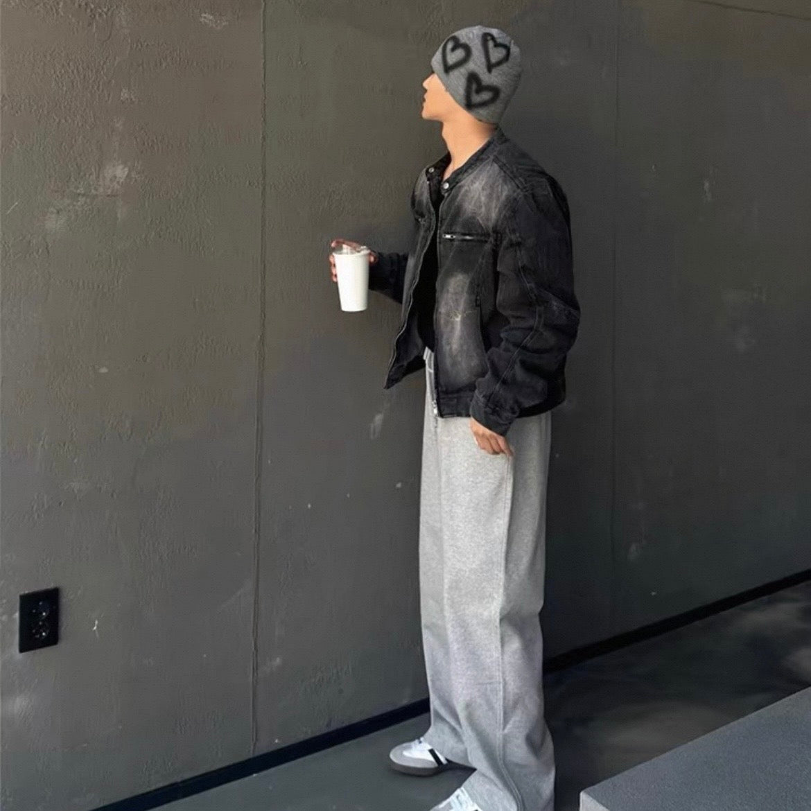 Vintage Wash Collarless Jacket