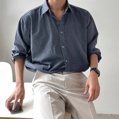 Korean Loose-Fit Denim Shirt