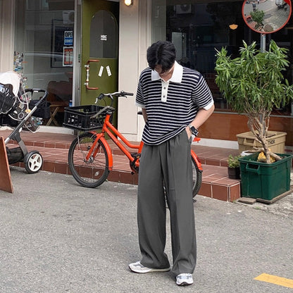 Korean Striped Polo Shirt
