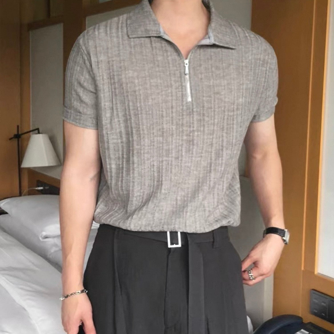 Smart Casual Half-Zip Polo Shirt