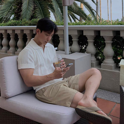 Breathable Knitted Polo T-Shirt