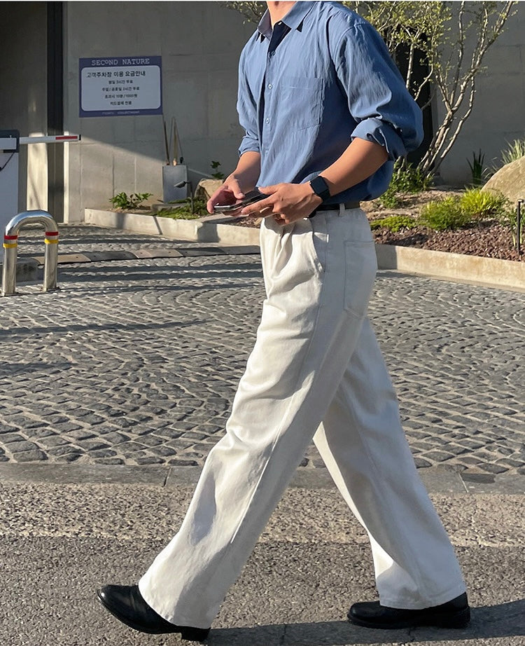 Draped Casual Straight Pants