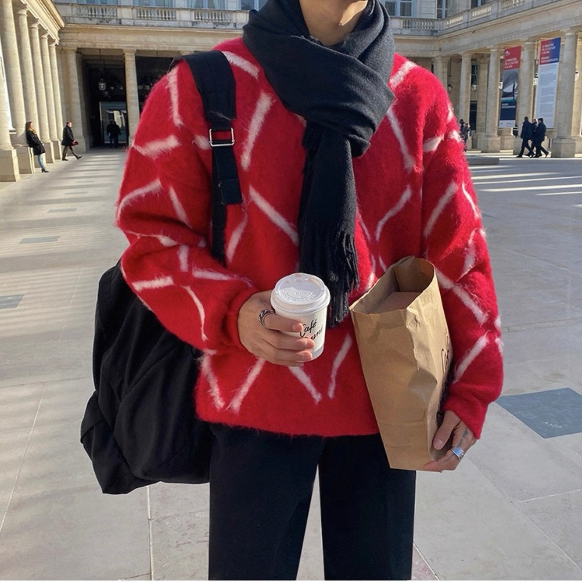 Plaid Knit Sweater for Couples