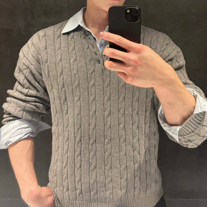 Henley Neck Knit Sweater