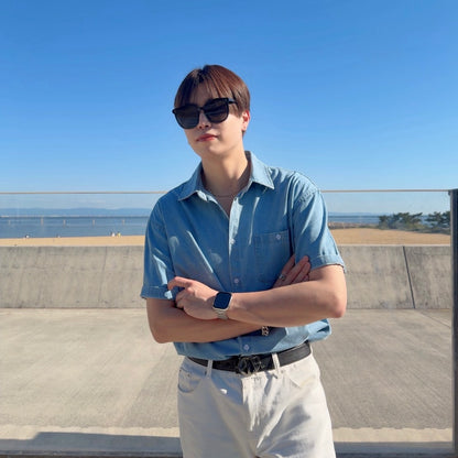Retro Wash Denim Summer Shirt