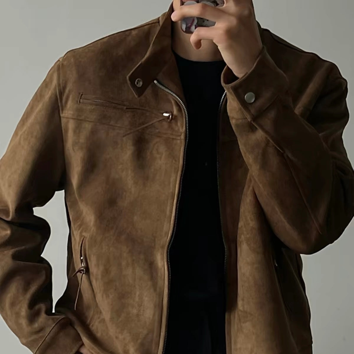 Suede Zip-Up Jacket