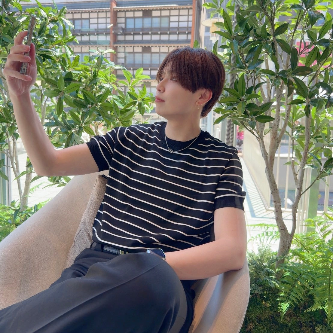 Loose Fit Black Striped Tee
