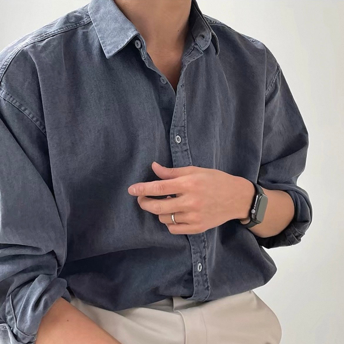 Korean Loose-Fit Denim Shirt