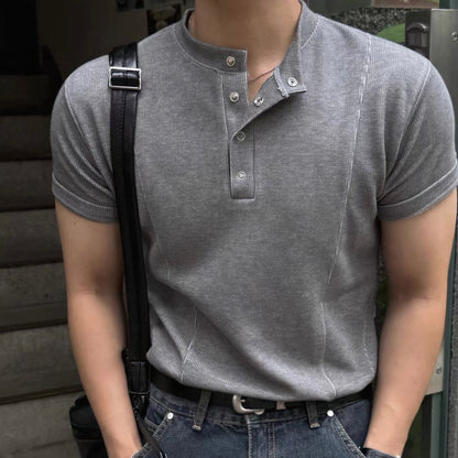 Slim Fit Half-Button T-Shirt