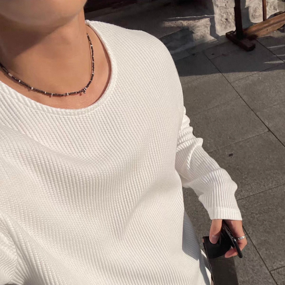 Textured Rib Long Sleeve Tee