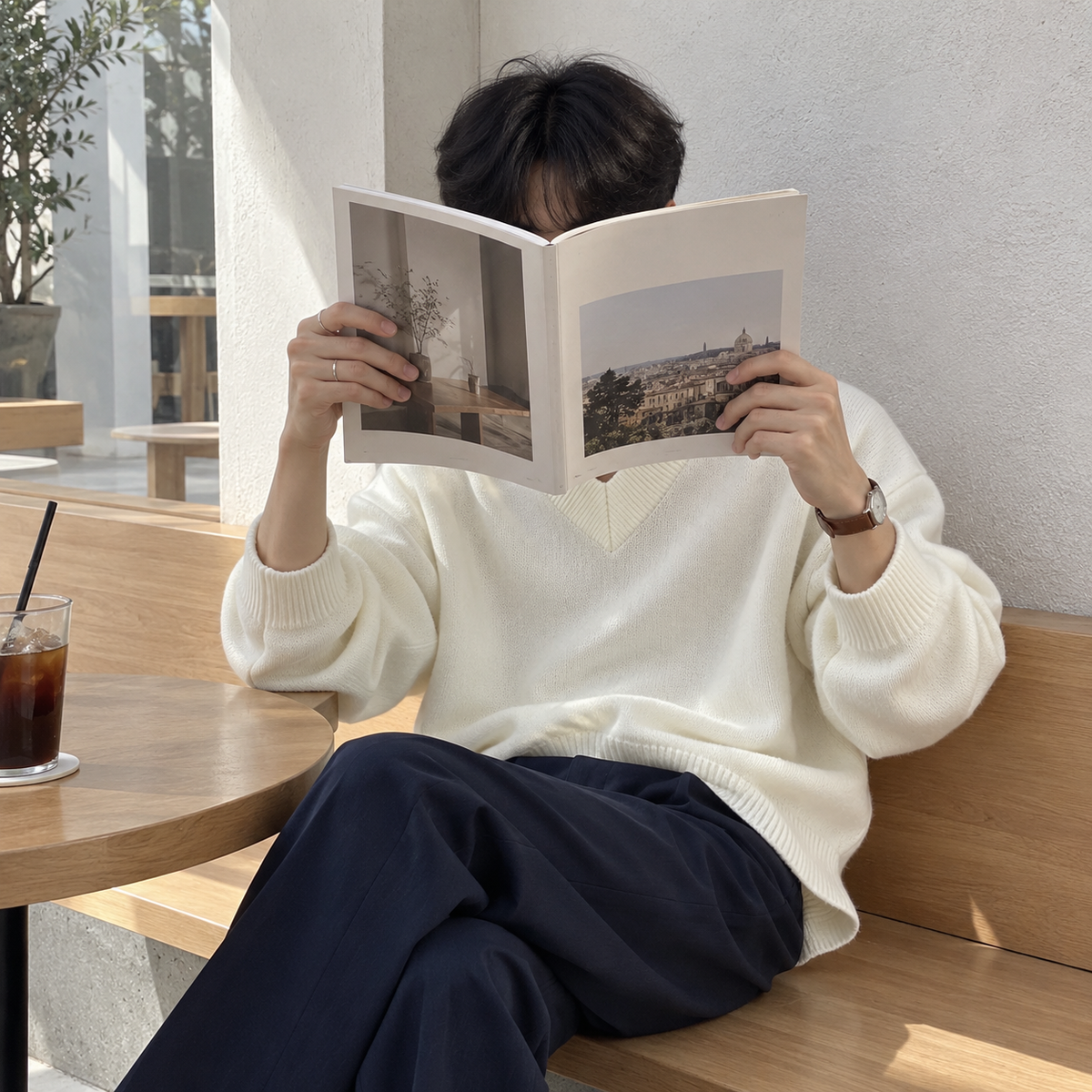V-Neck Design Knit Sweater