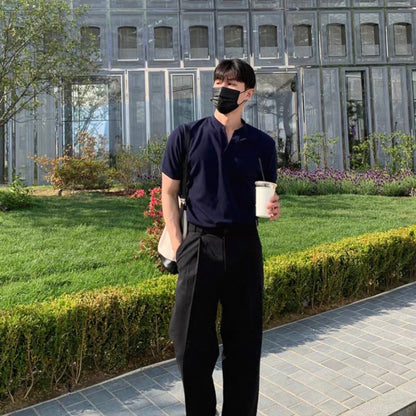 Korean V-Neck Cotton T-Shirt