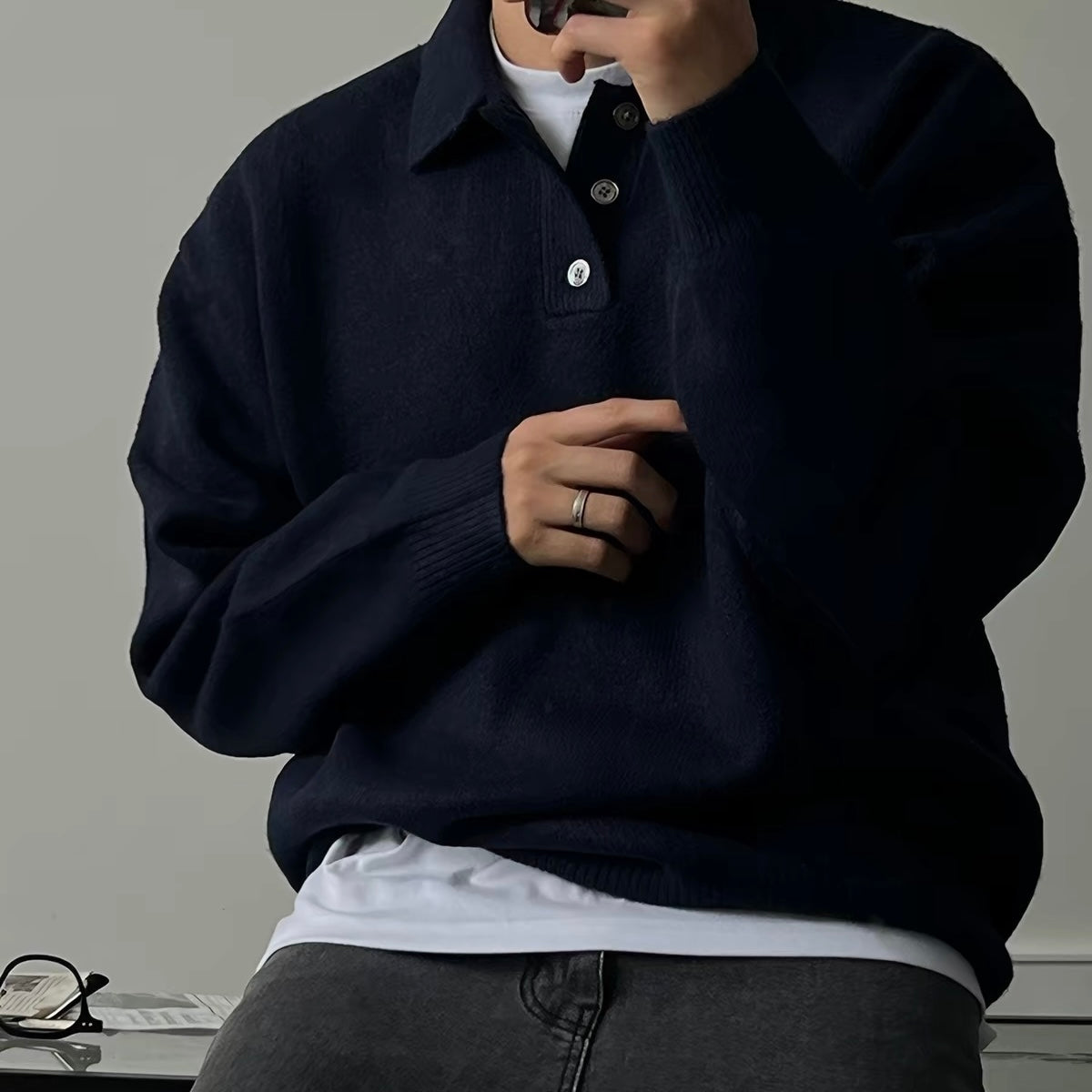 Soft Collar Knit Sweater