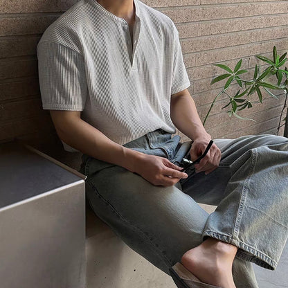 Waffle Texture Short-Sleeve T-Shirt