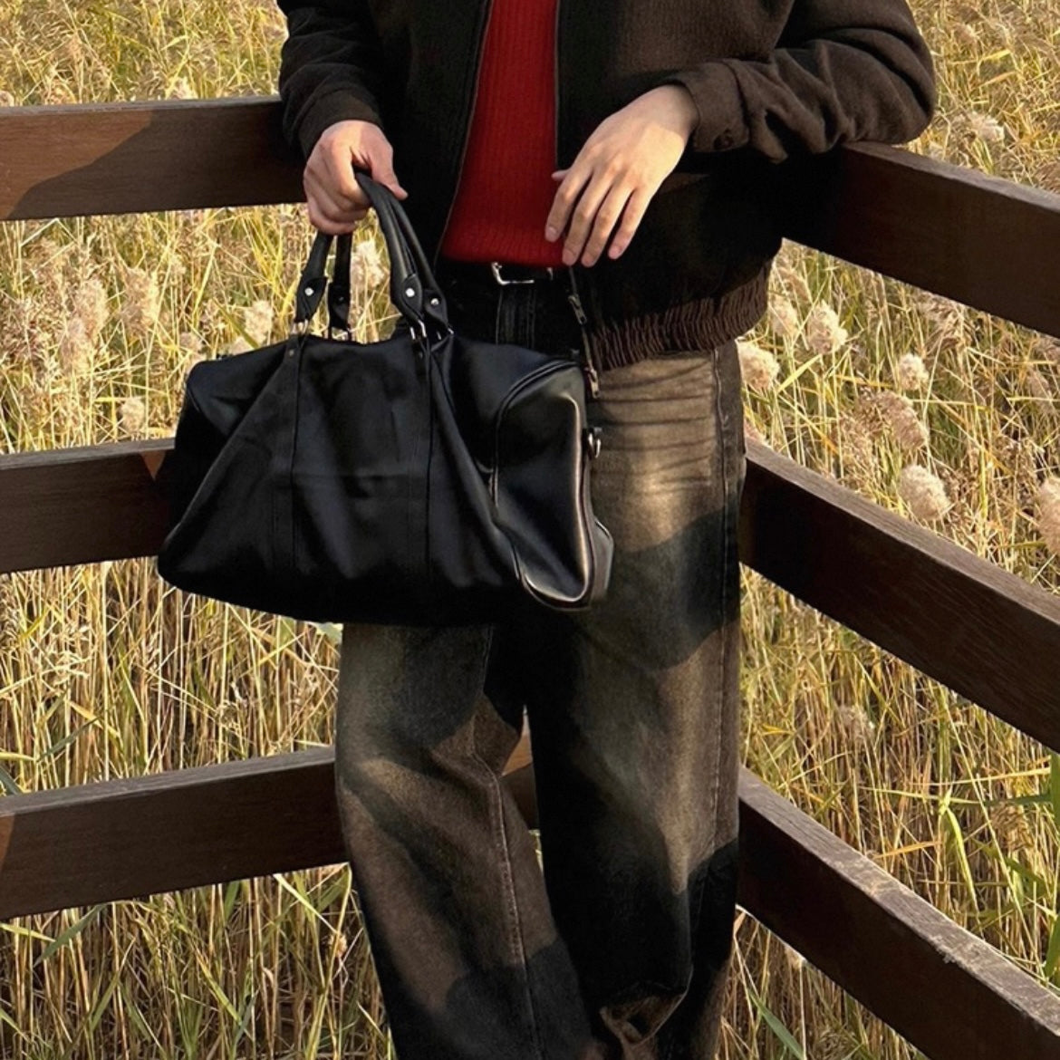 Retro Washed Wide-Leg Jeans