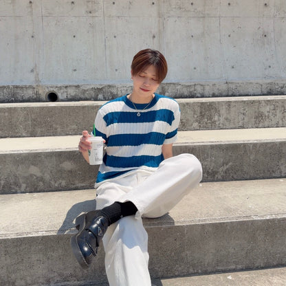 Retro Color Clash Knit Tee