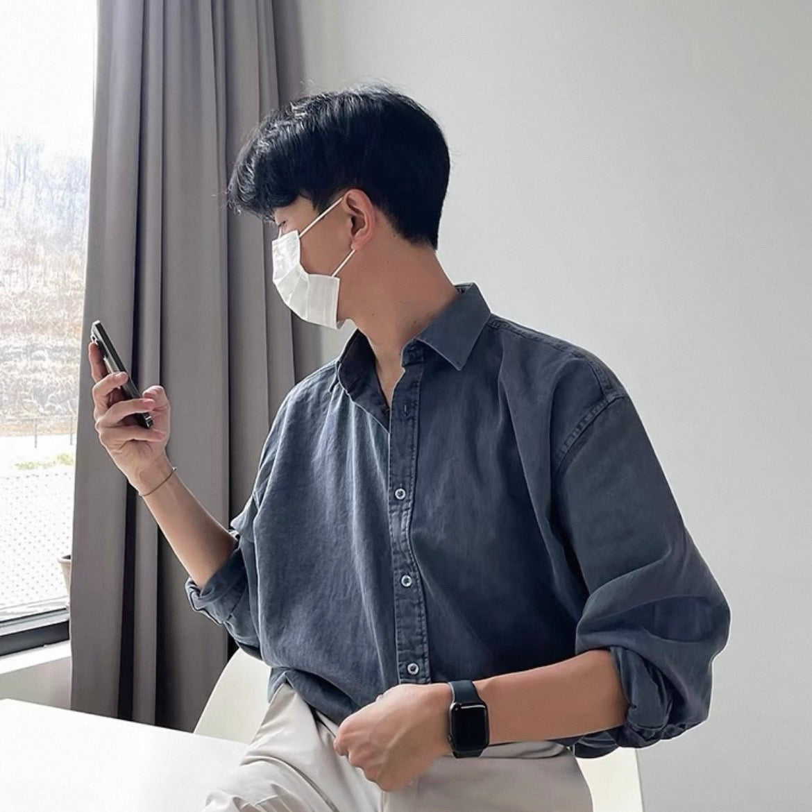 Korean Loose-Fit Denim Shirt