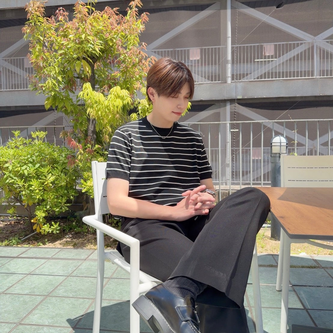 Loose Fit Black Striped Tee