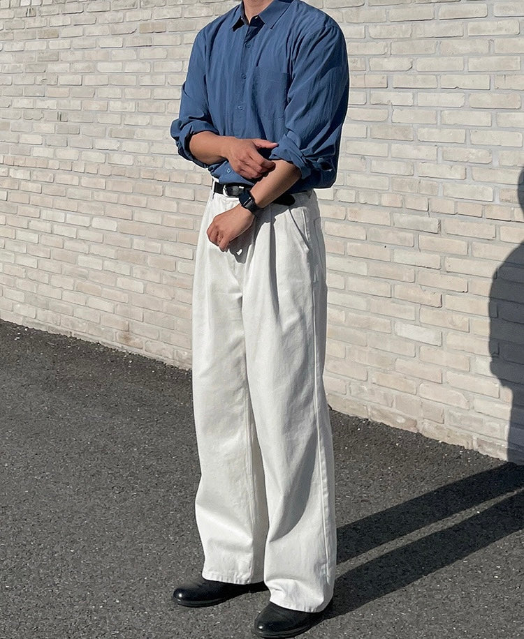 Draped Casual Straight Pants