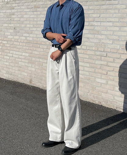 Draped Casual Straight Pants