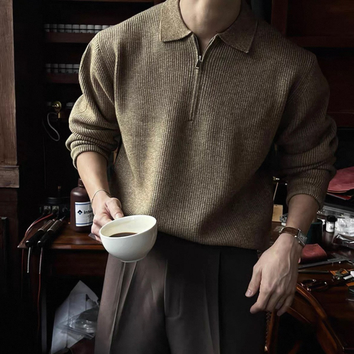 Lazy Half-Zip Knit Sweater