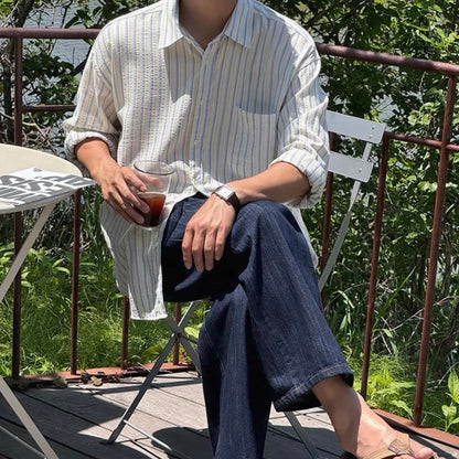Textured Stripe Relaxed Shirt