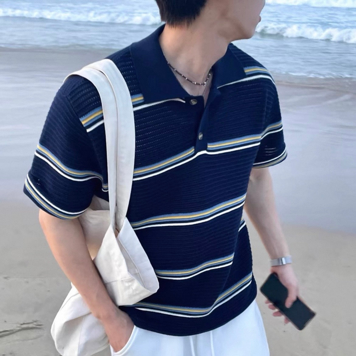 Loose-Fit Color-Block Polo Shirt