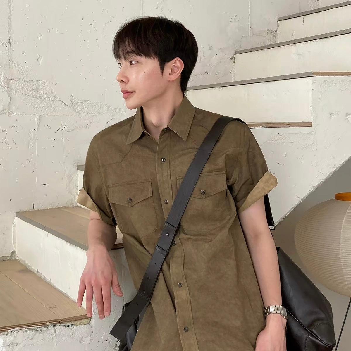 Retro Workwear Short-Sleeve Shirt