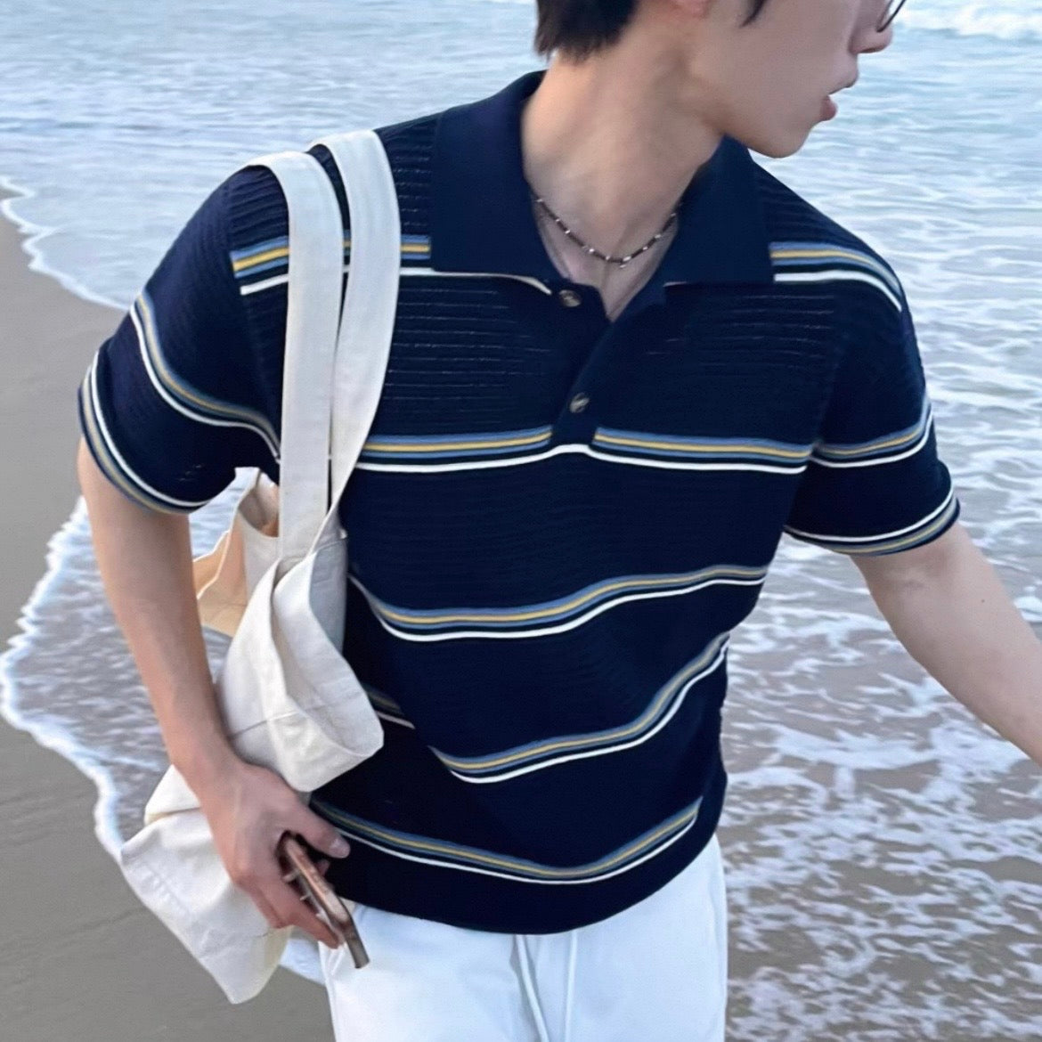 Loose-Fit Color-Block Polo Shirt