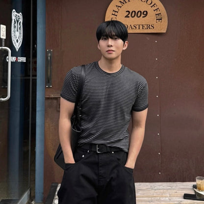 Korean Striped Cotton T-Shirt