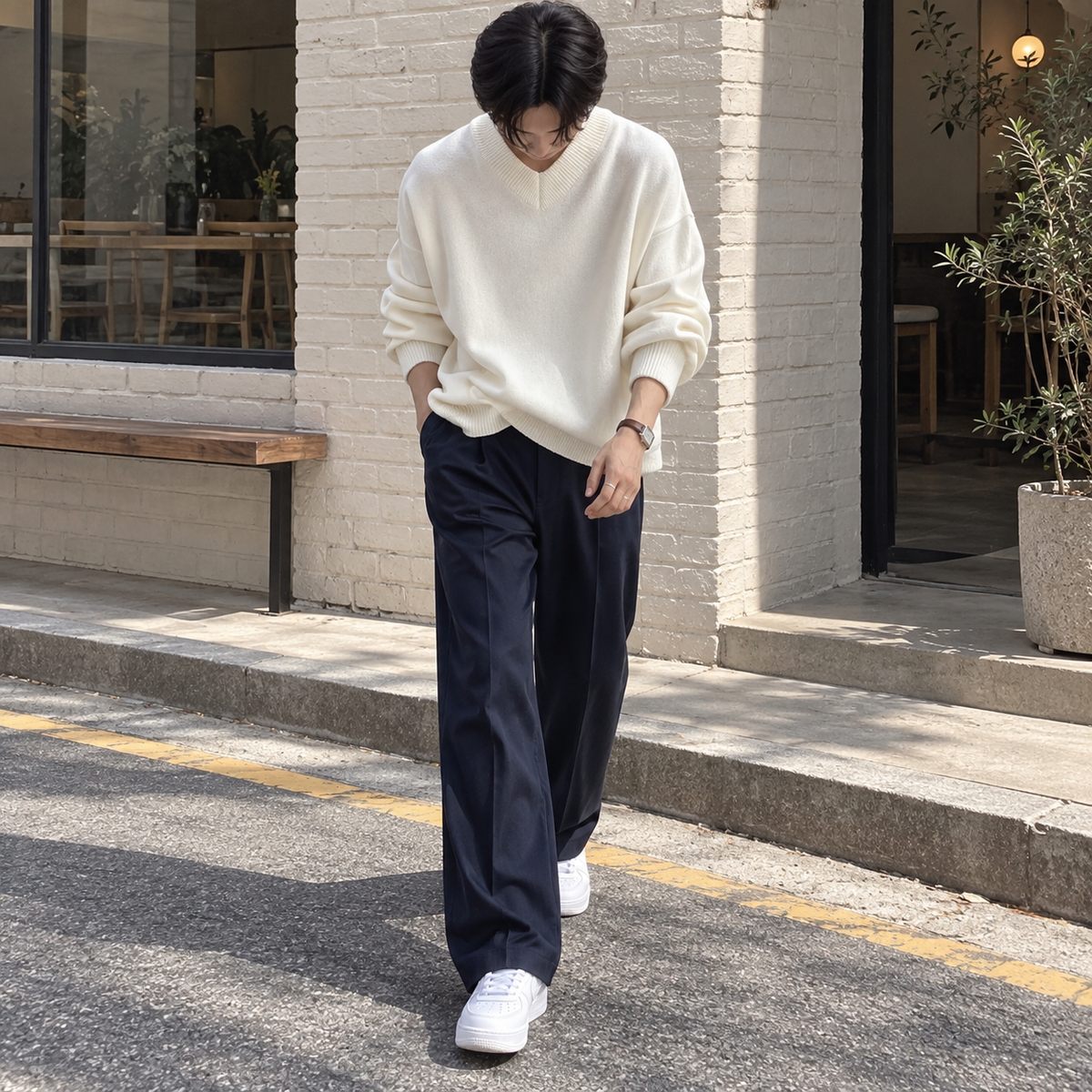 V-Neck Design Knit Sweater