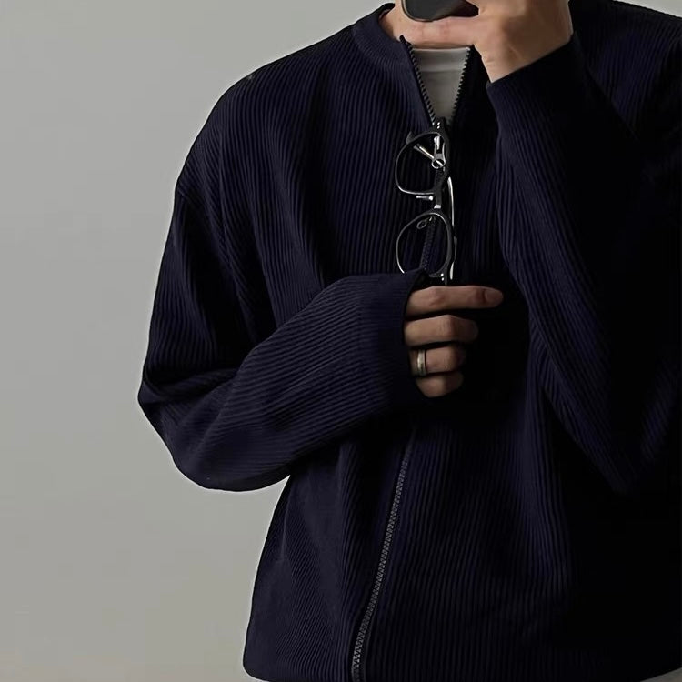 Ribbed Zip-Up Cardigan